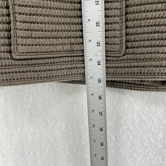 Worth Cardigan Jacket Women Sz 12 Taupe Button-Up Ribbed V-Neck Stretch Pockets - Picture 5 of 13